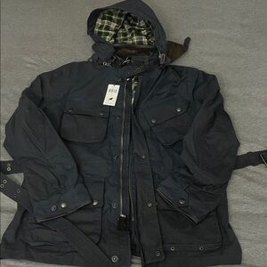 Ralph Lauren Green and navy blue Jacket with detachable hood & corduroy lining